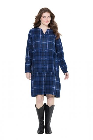 Ulla Popken 840929 Vestido de cuadros Azul marino - Vestidos midi - Vestidos midi de talla grande