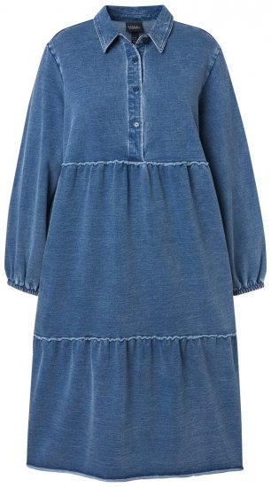 Ulla Popken 840972 Vestido de felpa con volantes Índigo - Vestidos sudadera - 