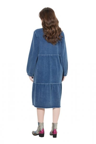 Ulla Popken 840972 Vestido de felpa con volantes Índigo - Vestidos sudadera - 