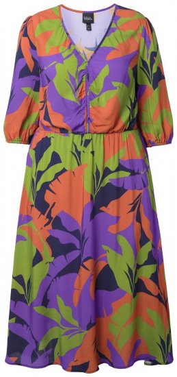 Ulla Popken 841034 Vestido estampado con manga 3/4 Azul marino - Vestidos maxi - Vestidos largos en tallas grandes