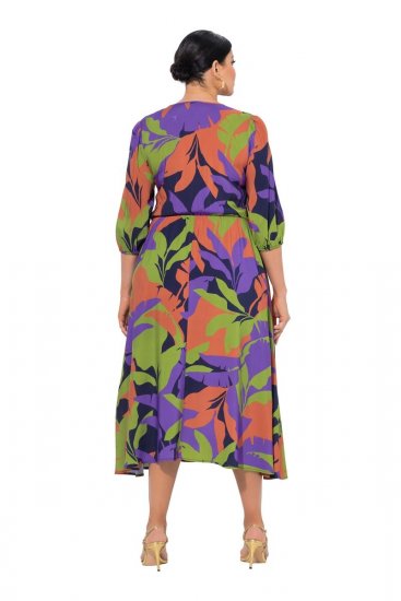 Ulla Popken 841034 Vestido estampado con manga 3/4 Azul marino - Vestidos maxi - Vestidos largos en tallas grandes