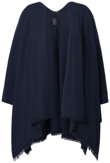 Ulla Popken 841117 Poncho de punto oversize con strass Azul marino - Ponchos y capas - 