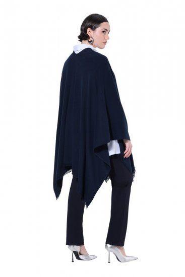 Ulla Popken 841117 Poncho de punto oversize con strass Azul marino - Ponchos y capas - 