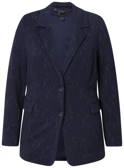Ulla Popken 841163 Blazer de punto jacquard Azul marino - Blazers - Blazers en tallas grandes para mujer