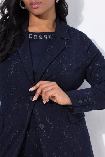 Ulla Popken 841163 Blazer de punto jacquard Azul marino - Blazers - Blazers en tallas grandes para mujer