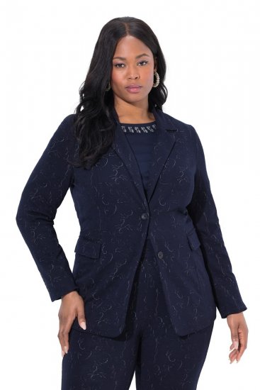 Ulla Popken 841163 Blazer de punto jacquard Azul marino - Blazers - Blazers en tallas grandes para mujer