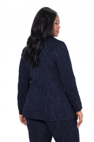 Ulla Popken 841163 Blazer de punto jacquard Azul marino - Blazers - Blazers en tallas grandes para mujer