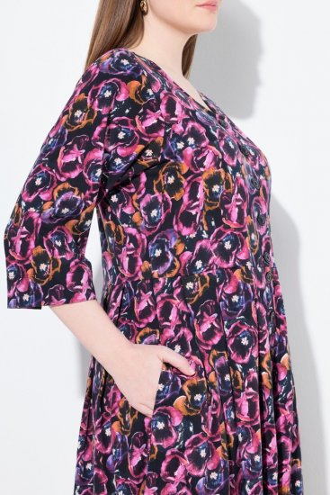 Ulla Popken 841219 Vestido largo de flores Morado oscuro - Vestidos maxi - Vestidos largos en tallas grandes