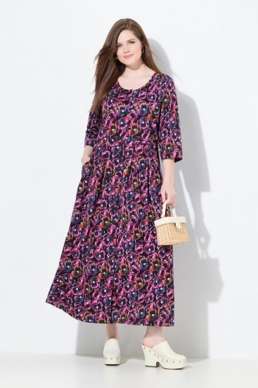 Ulla Popken 841219 Vestido largo de flores Morado oscuro - Vestidos maxi - Vestidos largos en tallas grandes