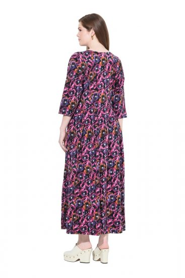 Ulla Popken 841219 Vestido largo de flores Morado oscuro - Vestidos maxi - Vestidos largos en tallas grandes