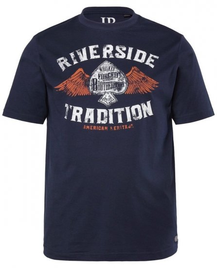 JP1880 T-Shirt Short Sleeve Chest Print Navy - Camisetas - Camisetas - 2XL-14XL