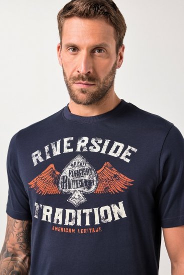JP1880 T-Shirt Short Sleeve Chest Print Navy - Camisetas - Camisetas - 2XL-14XL