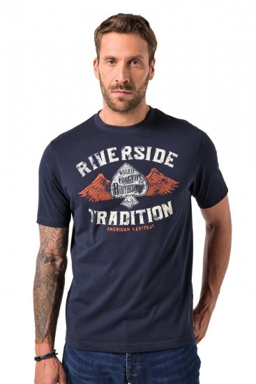 JP1880 T-Shirt Short Sleeve Chest Print Navy - Camisetas - Camisetas - 2XL-14XL