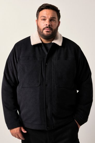 Men+ 545 Chaqueta con cuello teddy Negro - Chaquetas - Chaquetas Tallas Grandes 2XL-8XL