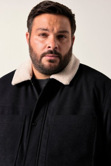 Men+ 545 Chaqueta con cuello teddy Negro - Chaquetas - Chaquetas Tallas Grandes 2XL-8XL