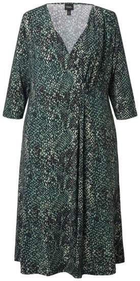 Ulla Popken 841839 Vestido de jersey con estampado animal y manga 3/4 Verde oscuro - Vestidos midi - Vestidos midi de talla grande