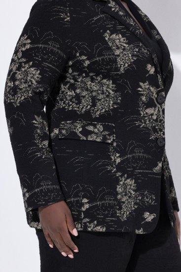 Ulla Popken 841901 Blazer estampado Negro - Blazers - Blazers en tallas grandes para mujer