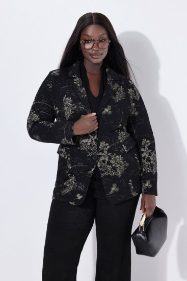 Ulla Popken 841901 Blazer estampado Negro - Blazers - Blazers en tallas grandes para mujer
