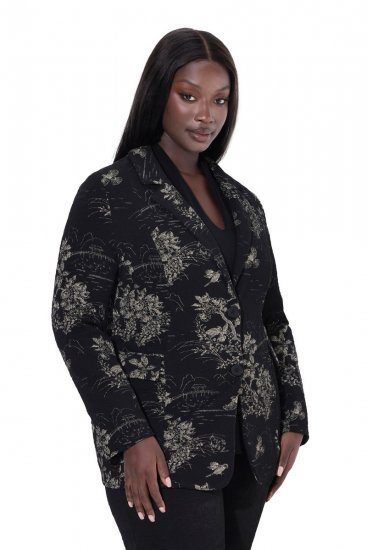 Ulla Popken 841901 Blazer estampado Negro - Blazers - Blazers en tallas grandes para mujer