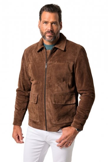 JP1880 Leather Jacket Genuine Cowhide Brown - Chaquetas - Chaquetas Tallas Grandes 2XL-8XL