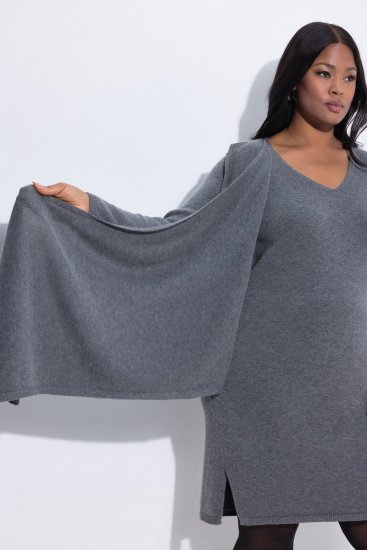 Ulla Popken 841941 Vestido de punto de manga larga Gris jaspeado - Vestidos de punto - 
