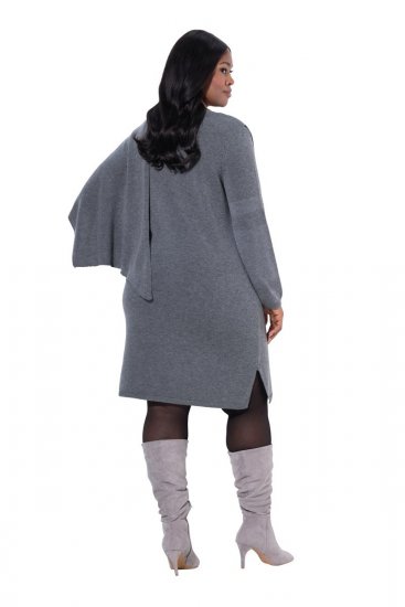 Ulla Popken 841941 Vestido de punto de manga larga Gris jaspeado - Vestidos de punto - 