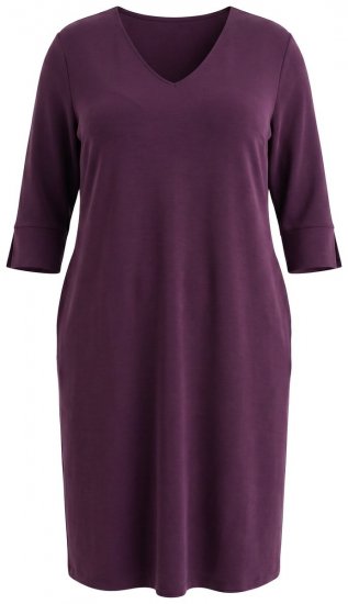 Ulla Popken 841952 Vestido de felpa con manga 3/4 Ciruela - Vestidos midi - Vestidos midi de talla grande
