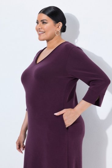 Ulla Popken 841952 Vestido de felpa con manga 3/4 Ciruela - Vestidos midi - Vestidos midi de talla grande