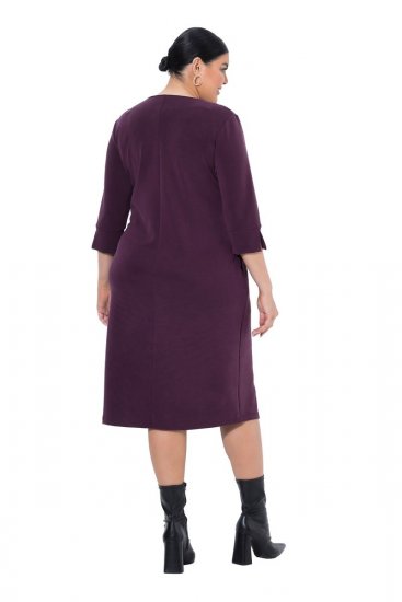 Ulla Popken 841952 Vestido de felpa con manga 3/4 Ciruela - Vestidos midi - Vestidos midi de talla grande
