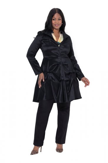 Ulla Popken 842028 Blazer peplum con pliegues Negro - Blazers - Blazers en tallas grandes para mujer
