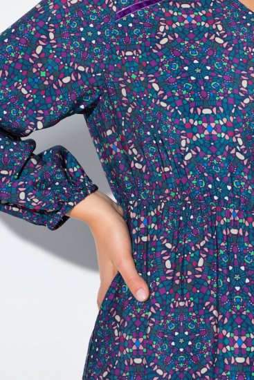 Ulla Popken 842153 Vestido midi estampado Petróleo - Vestidos midi - Vestidos midi de talla grande