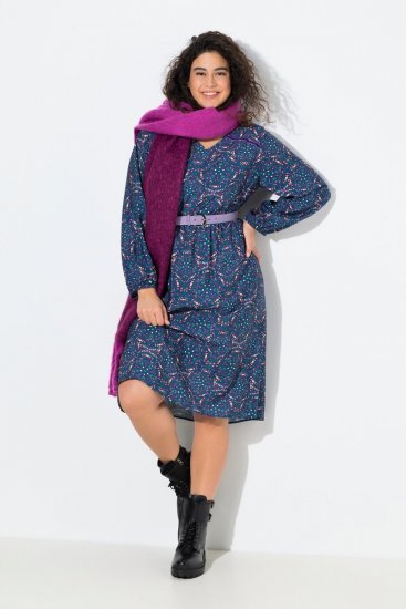 Ulla Popken 842153 Vestido midi estampado Petróleo - Vestidos midi - Vestidos midi de talla grande
