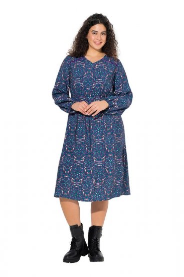 Ulla Popken 842153 Vestido midi estampado Petróleo - Vestidos midi - Vestidos midi de talla grande