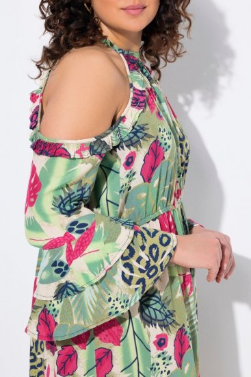 Ulla Popken 842471 Vestido evasé con manga 3/4 Champán - Vestidos - Vestidos para todas las tallas
