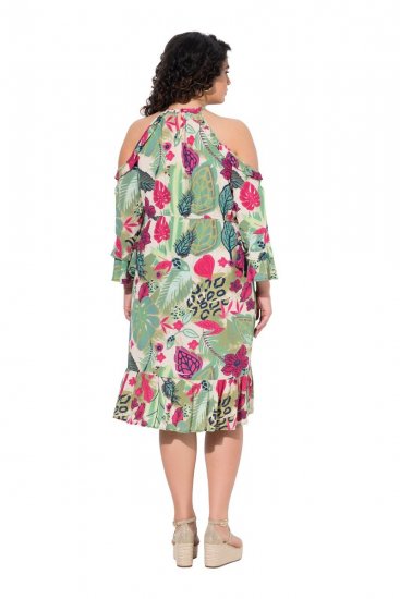 Ulla Popken 842471 Vestido evasé con manga 3/4 Champán - Vestidos - Vestidos para todas las tallas