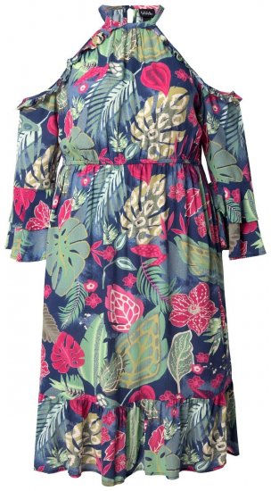 Ulla Popken 842471 Vestido midi estampado Azul marino - Vestidos midi - Vestidos midi de talla grande