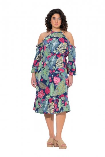 Ulla Popken 842471 Vestido midi estampado Azul marino - Vestidos midi - Vestidos midi de talla grande