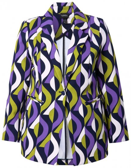 Ulla Popken 842680 Blazer estampado de punto de Roma Azul marino - Blazers - Blazers en tallas grandes para mujer