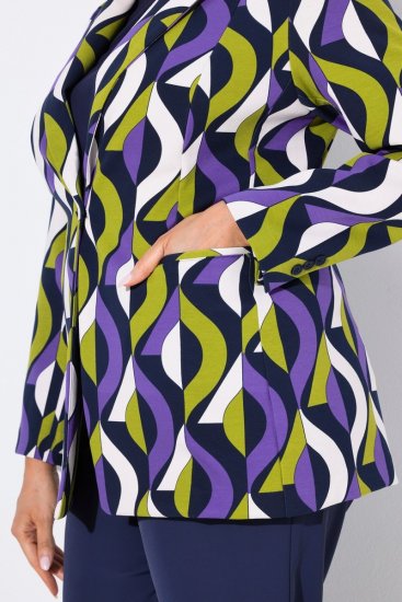Ulla Popken 842680 Blazer estampado de punto de Roma Azul marino - Blazers - Blazers en tallas grandes para mujer