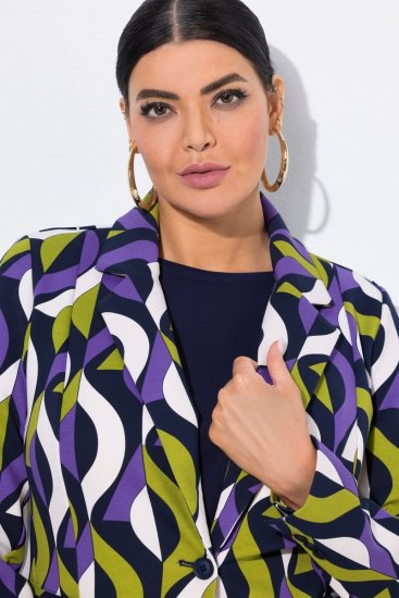 Ulla Popken 842680 Blazer estampado de punto de Roma Azul marino - Blazers - Blazers en tallas grandes para mujer