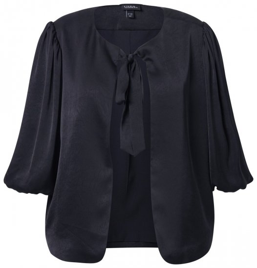 Ulla Popken 842712 Blazer corto con lazada y mangas con volantes Negro - Blazers - Blazers en tallas grandes para mujer