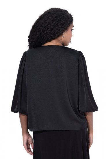 Ulla Popken 842712 Blazer corto con lazada y mangas con volantes Negro - Blazers - Blazers en tallas grandes para mujer