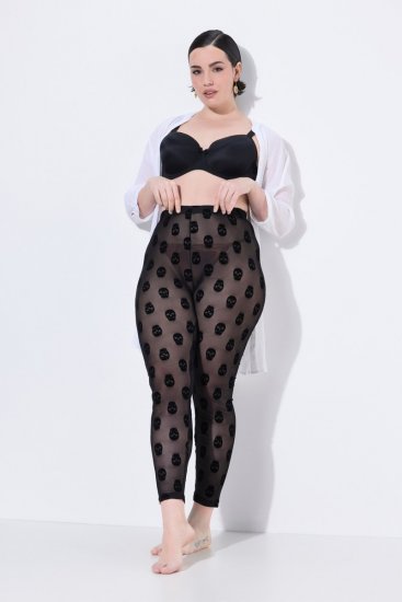 Ulla Popken 842886 Leggings de media con estampado Negro - Medias & calcetines - 