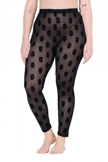 Ulla Popken 842886 Leggings de media con estampado Negro - Medias & calcetines - 