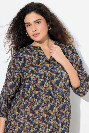 Ulla Popken 842936 Vestido de rayas con manga 3/4 Azul marino - Vestidos de noche - Vestidos de fiesta de gran talla