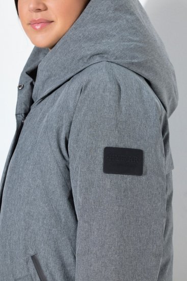 Ulla Popken 842951 Abrigo técnico HYPRAR impermeable con capucha Gris oscuro jaspeado - Abrigos - Abrigos de talla grande