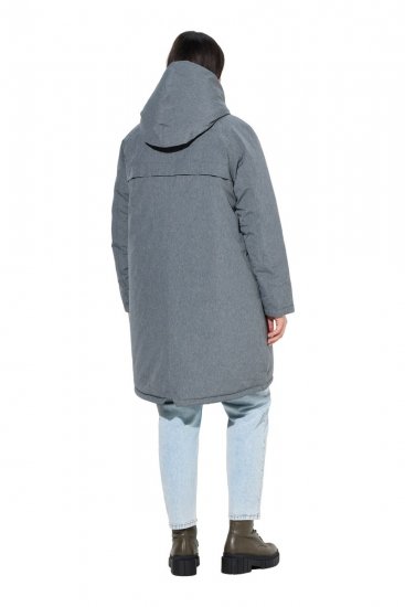 Ulla Popken 842951 Abrigo técnico HYPRAR impermeable con capucha Gris oscuro jaspeado - Abrigos - Abrigos de talla grande