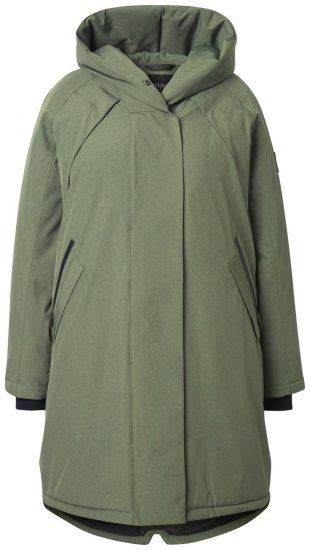 Ulla Popken 842951 Abrigo técnico HYPRAR impermeable con capucha Verde grisáceo - Abrigos - Abrigos de talla grande