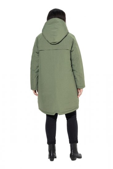 Ulla Popken 842951 Abrigo técnico HYPRAR impermeable con capucha Verde grisáceo - Abrigos - Abrigos de talla grande