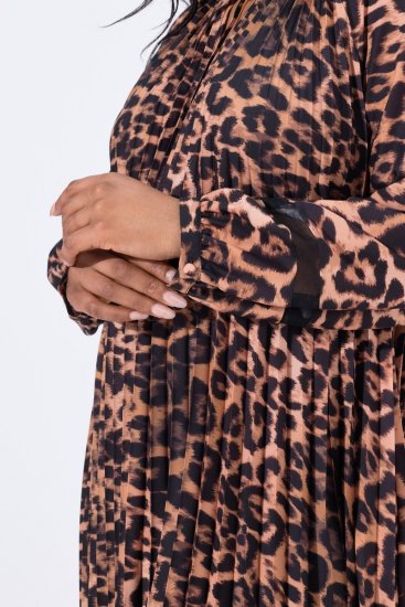 Ulla Popken 842979 Vestido con estampado animal Marrón - Vestidos midi - Vestidos midi de talla grande